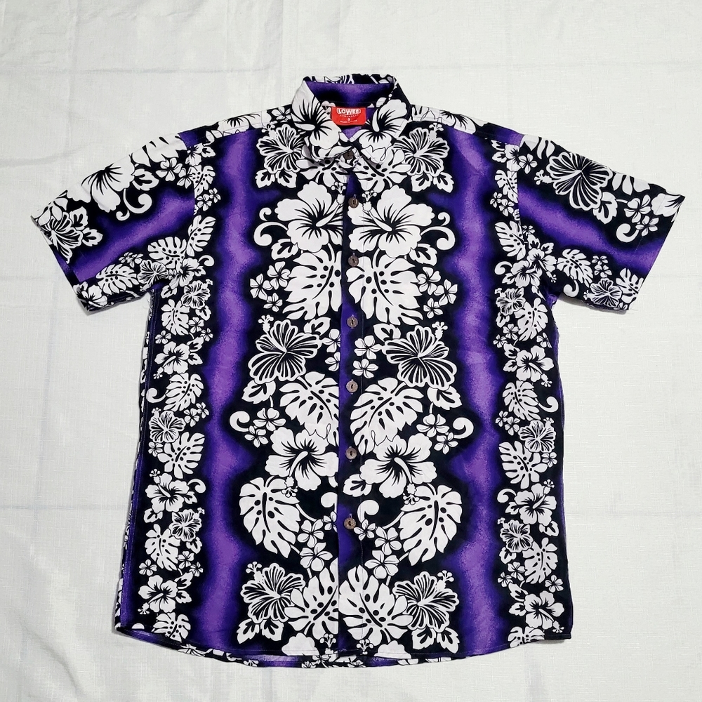 Men Aloha Shirt Cruise Tropical Luau Beach Hawaiian Party Blue/ Purple H…